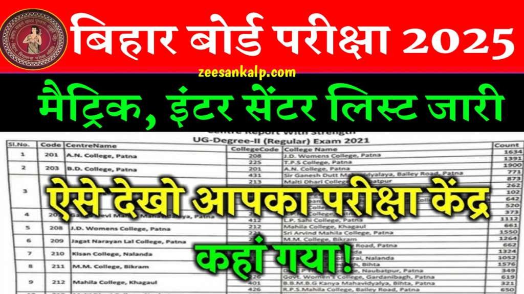 Bihar Board 10th 12th Center List 2025 PDF Download: मैट्रिक इंटर परीक्षा सेंटर लिस्ट जारी 2025- Download Link 