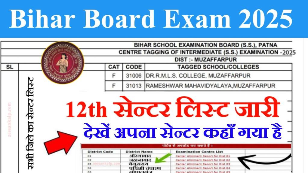 Bihar Board Inter Exam Centre List PDF Jari 2025: यहाँ से चेक करें इंटर परीक्षा का सेंटर कहाँ गया है।