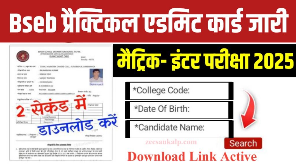 Bihar Board Practical Admit Card Download Start 2025: Bseb 10वीं 12वीं प्रैक्टिकल एडमिट कार्ड जारी- Download Link Active